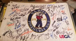 2014 Us Open Championship Field Signed Autographed Auto Golf Pin Flag Many Stars