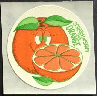 Vintage Matte Scratch & Sniff Stickers - Toys For America - Orange