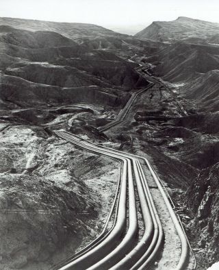 1951 Vintage Photo Aerial View Of Oil And Gas Pipelines In Zagros Mountains Iran