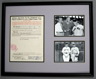 Eddie Collins Signed Auto Autograph Rick Ferrell Trade Cntract Babe Ruth Psa/dna