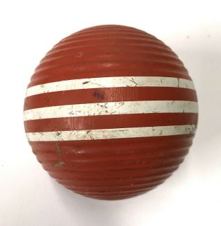 Vintage 3 " Croquet Replacement Ball Ribbed Stripes Dark Orange