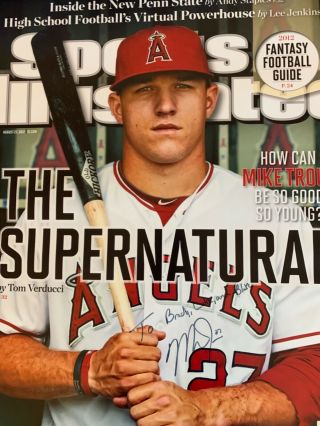 Mike Trout Autographed Mlb Authenticated 16x20 Photo Los Angeles Angels