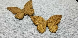 Vintage Homco Gold Butterfly Wall Hanging Decor 704c