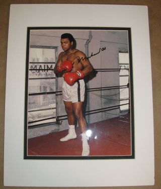 Muhammad Ali Signed Boxing Photo Matted To Fit 11x14 Frame W/ Loa