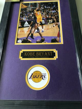 Signed Kobe Bryant 8x10 Framed Photo Lakers Dunk