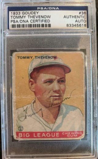 1933 Goudey 36 Tommy Thevenow Vintage Signed Card Pirates Rare Dec 1957 Psa Dna