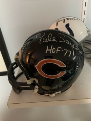 Gale Sayers & Dick Butkus Dual Signed Chicago Bears Mini Helmet Hof Rare
