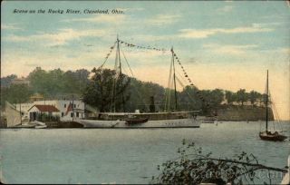 1912 Cleveland,  Oh Scene On The Rocky River Cuyahoga County Ohio Postcard Vintage