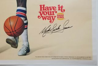 MEADOWLARK LEMON Signed Rare Vintage 1976 Burger King Photo Poster 