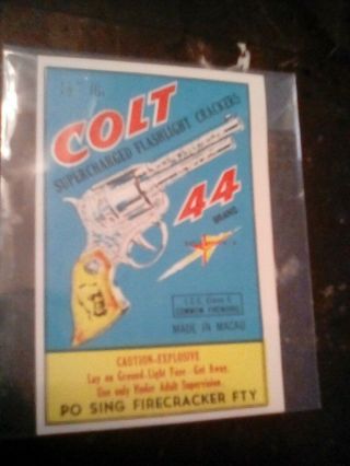 Vintage Firecracker Pack Label (colt 44) Brand Firecracker Label Only See Pix