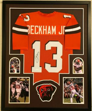 Framed Cleveland Browns Odell Beckham Jr Autographed Signed Jersey Jsa