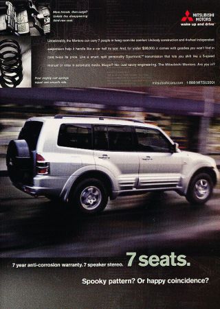 2001 Mitsubishi Montero - Spring - Classic Vintage Advertisement Ad D65