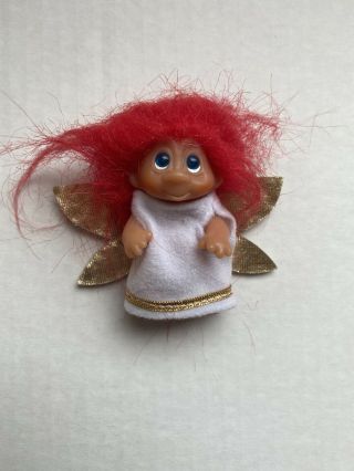 Vtg Russ Troll Christmas Angel Ornament 5 " Red Hair 1990 