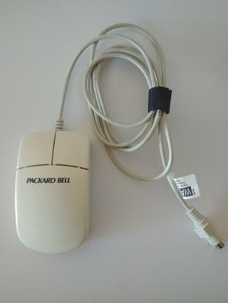 Vintage Packard Bell 2 - Button Ps/2 Ball Mouse White Beige 160002