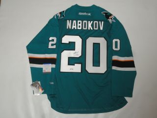 Evgeni Nabokov Signed San Jose Sharks Reebok Premier Jersey Proof Psa