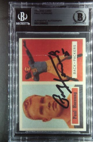 Paul Hornung 1957 Topps Signed & Slabbed By Beckett Rookie Card