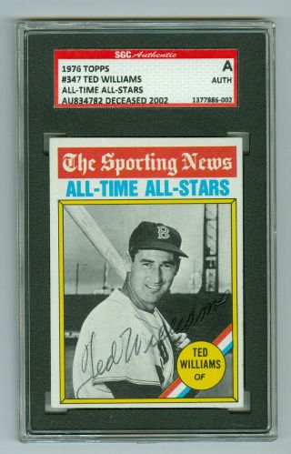 Ted Williams Autograph 1976 Topps All Time A/s 347 Red Sox Sgc Authentic Encased