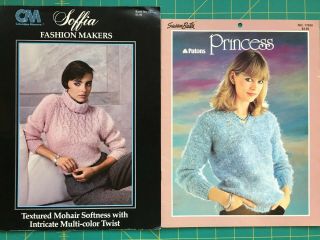 Two Vintage Columbia Minerva Sofia And Patons Princess Knitting Pattern Books