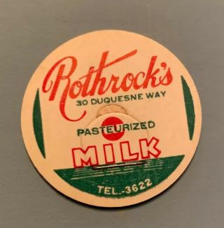 Vintage Milk Cap Rothrock 