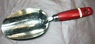 Vintage A&j Level Full 1/4 Cup Scoop,  Red And White Wood Handle Made In Usa