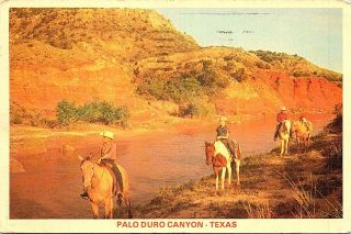 Palo Duro Canyon Texas Horse Riding Cow Boys Amarillo Vintage Postcard C2