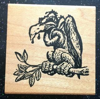 Vintage Rubber Stamp " Hungry Vulture " By Stamp Of Excellence 2 X 2 "