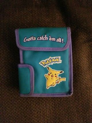 Nintendo Gameboy Pokemon Bag Case Soft Travel Green/purple Pikachu Vintage Vg/ex