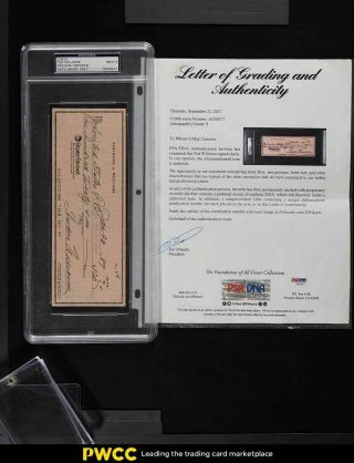 Ted Williams Signed Autographed Check Auto Psa/dna Auth