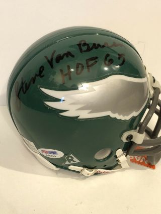 Steve Van Buren Signed " Hof 65 " Philadelphia Eagles Mini Helmet Psadna