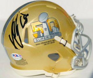Psa/dna Denver Broncos 58 Von Miller Autographed Mini Football Helmet Sb50 Mvp
