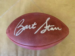 Bart Starr Packers Signed Wilson Football Autographed W/ & Display Case