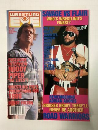 Vintage Wrestling Eye Magazines (3) 1988 Brutus The Barber,  Macho Man Covers