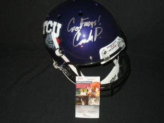 Gary Patterson Signed Tcu Horned Frogs Rose Bowl Full Size Helmet W/go Frogs Jsa