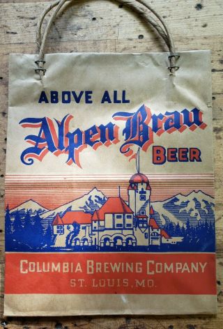 Alpen Brau Vintage 6 Pack Beer Paper Bag Columbia Brewing Company St.  Louis
