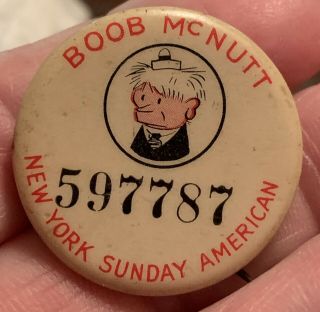 Vintage 1930’s Pinback Pin - Comic Strip - Boob Mcnutt - York Sunday American