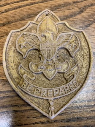 Vintage Boy Scouts Plaque ‘ Be Prepared ‘ First Class Scout 4.  25 " X3.  5 "
