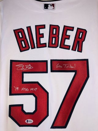 Shane Bieber Signed Cleveland Indians Autographed Cool Base Mlb Jersey (bas)
