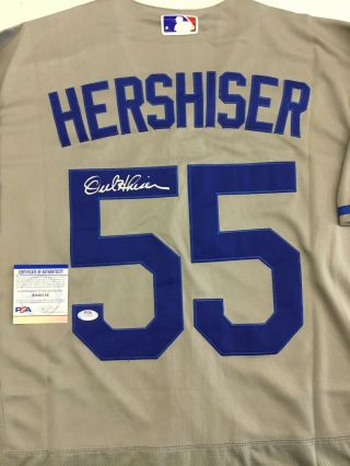 1988 Nl Cy Young Orel Hershiser Signed Grey Dodgers Jersey Psa Witness