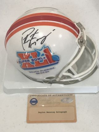Peyton Manning Signed Bowl Xli Mini Helmet Auto Steiner Cert & Holo