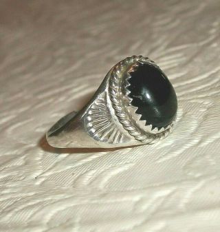 Vintage Sterling Silver Ring With Black Stone Handmade By Ed Levin Size 8.  5 N/r