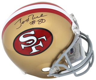 49ers Jerry Rice 80 Authentic Signed Full Size Rep Helmet Bas Witnessed