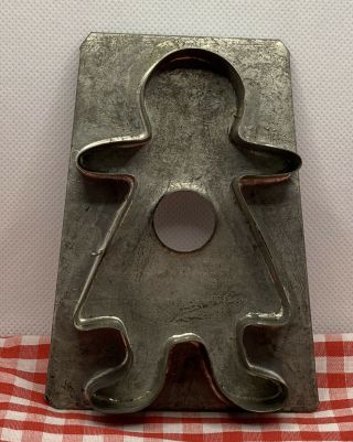 Vintage Primitive Gingerbread Girl Metal Cookie Cutter 4 3/4 Inches Tall Fun