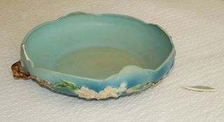 Vintage 1948 Roseville Pottery Apple Blossom Blue 10 " Bowl 330 - 10