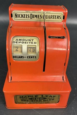 Vintage Maple Leaf Tin Toy Cash Register