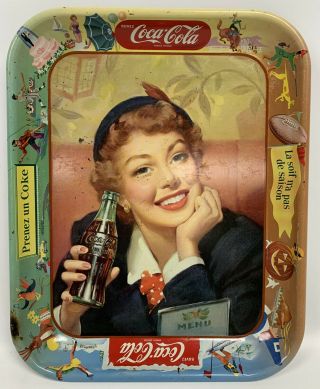 Vintage Coca Cola Advertising Tin Sign Serving Tray