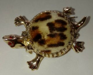 Vintage Turtle Pin.  Has Fur On Back.  Opens To Reveal Picture Frame.  Circa 50 
