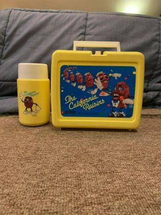 Vintage Thermos Yellow 1987 The California Raisins Lunch Box With Thermos