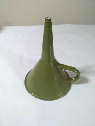 Vintage Green And White Porcelain Funnel Enamelware 4.  5 " Tall X 3.  25” Diameter