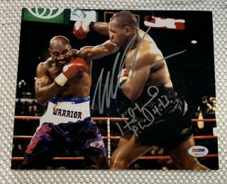 Mike Tyson & Evander Holyfield Dual Signed Glossy 8x10 Photo Psa Dna