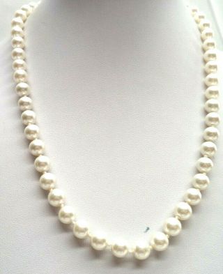 Stunning Vintage Estate Signed Rmn Pearl Bead Gold Tone 20 " Necklace 3745n
